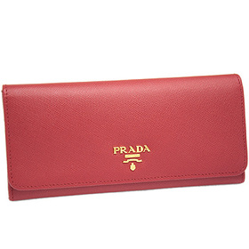 PRADA プラダ 財布 コピー 1M1132 SAF/METAL サフィアーノメタル 二つ折り長財布 FUOCO レッド